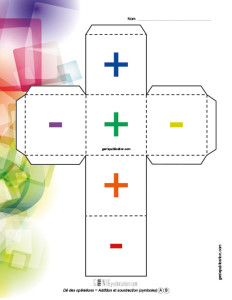Dé des opérations – Additions et soustractions (symboles)