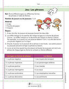 Jeu : Les phrases