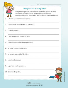 Des phrases à compléter